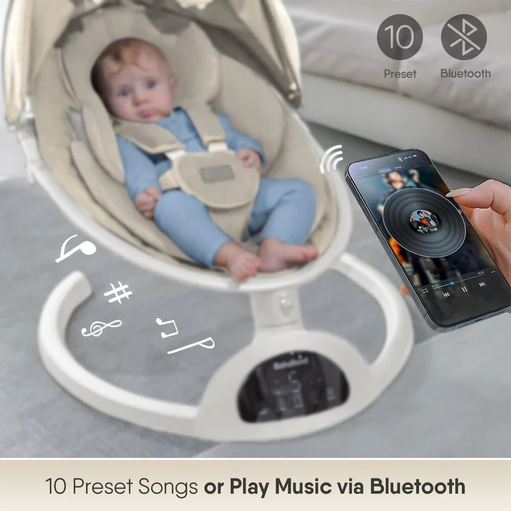 Baby Swings for Infants, Bluetooth Infant Swing with Music Speaker, 3 Seat Posit